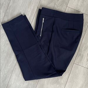 LOFT Navy Marisa Skinny Trouser Pants with Silver Zipper, Size 8